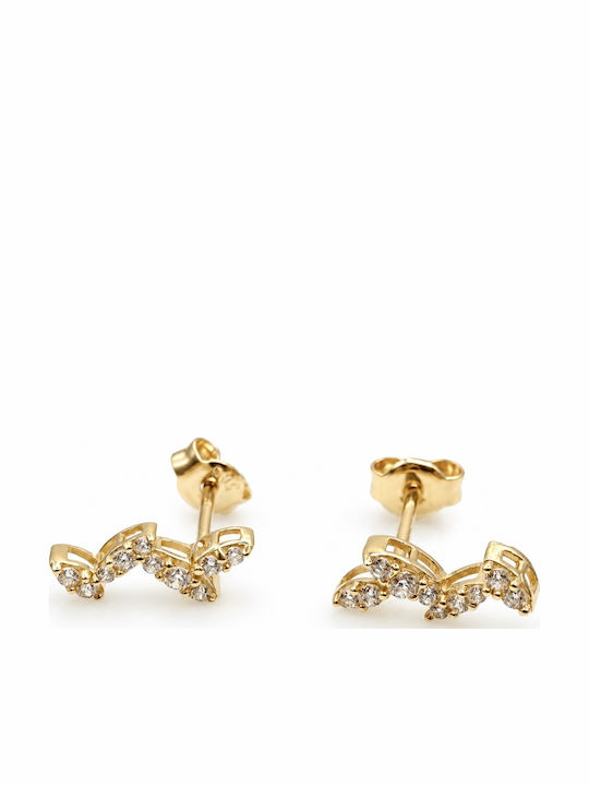 14K Gold Leaf Zircon Earrings Skn0065 14K Gold Leaf Zircon Earrings Skn0065
