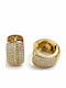 Women's Wide Hoop Earrings Steel Pavé Stones – Gold Tone