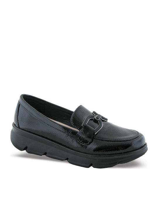 Patent Leather Women's Loafers in Black Color