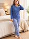 Asel Winterliches Damen-Pyjama-Set in Marineblau