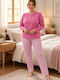 Asel Winter Damen-Pyjama-Set Rosa