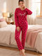 Asel Set de Pijama de Iarnă pentru Damă, Burgundy