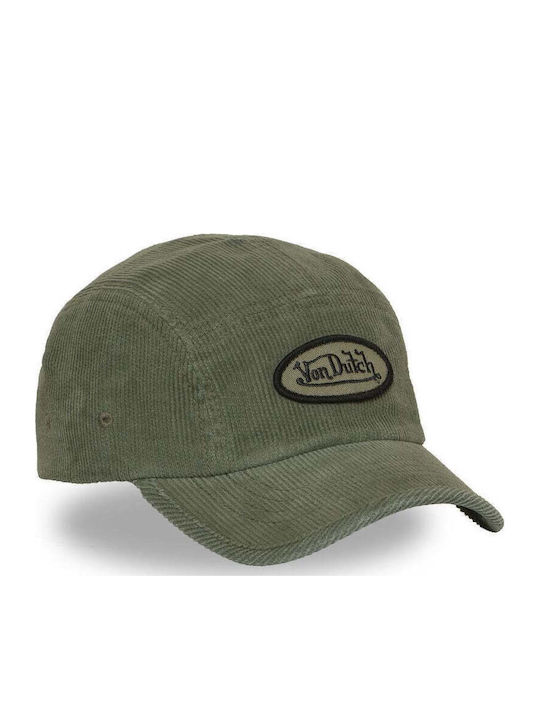 Шапка Von Dutch – Зелена От Маслиненозелен Кадифен Рипс