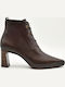 Dunkelbraune Damen-Lederstiefeletten