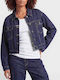 Geacă Din Denim Crop Retro Pentru Femei Blue