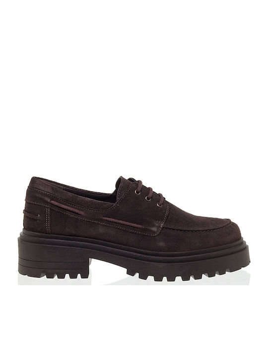 Δερμάτινα Γυναικεία Loafers σε Καφέ Χρώμα