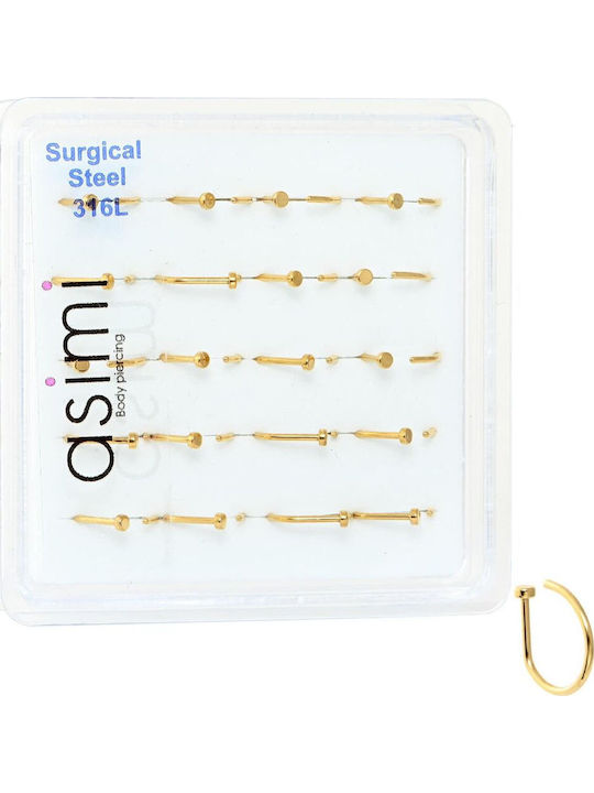 Asimi Faux Gold Plated Nose Piercing Surgical Steel 316l 1 Piece Gold Plated