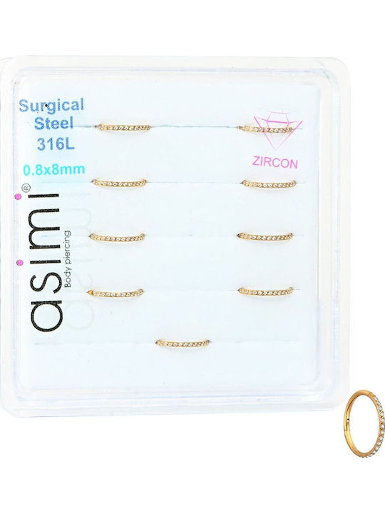 Asimi Επίχρυσος Κρίκος Μύτης Clicker 0,8x8 Mm Surgical Steel 316l 1 Τμχ Επίχρυσο
