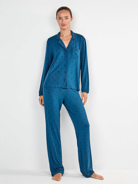 Gisela Winter Women's Petrol Blue Pyjama Set