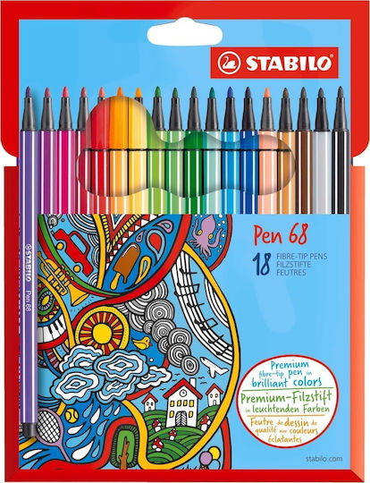 Stabilo Markere de Caligrafie Multicolore 1 mm Set de 18 Culori