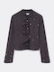 Long Women's Knitted Cardigan with Buttons Grey