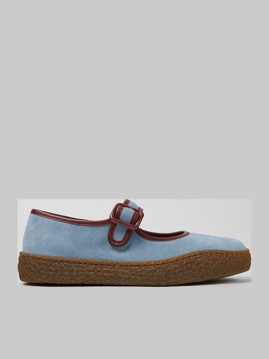 Peu Wildleder Damen Ballerinas Spitz zulaufend mit Riemchen / Riemchenverschluss Blau