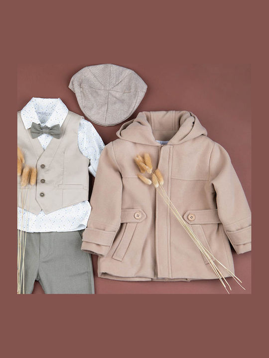Bambolino Baptism Coat for Boy Sakis Beige
