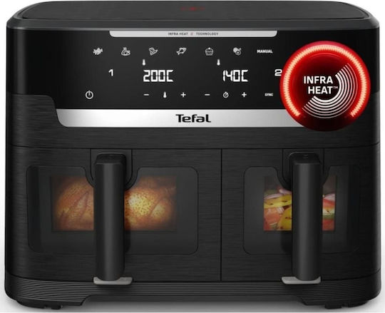 Tefal Еър фрайър с Двойна Подвижна Кошница 11 л, Черен EY9478E0