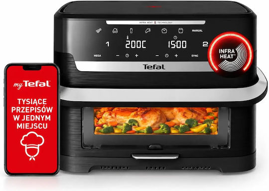Tefal Ever Fry Dual Flex Еър Фрайър с Wi-Fi и Двойна Подвижна Кошница 9 л Черен