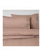 Anna Riska Set Cuvertură Matlasată King Size din Bumbac Satinat Mocca 220x240cm 3 Piese