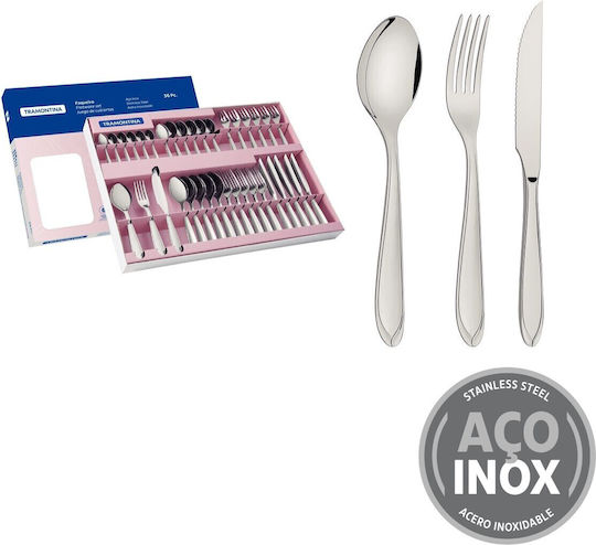 Tramontina 18/10 Stainless Steel Cutlery Set Silver 36 Pieces