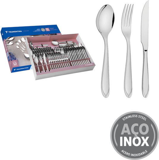 Tramontina Cutlery Set Stainless Steel 18/10 Silver 91 Pieces