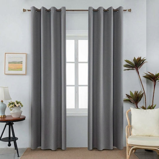 Mc Decor Κουρτίνα με Τρουκς Γκρι 140x265εκ.