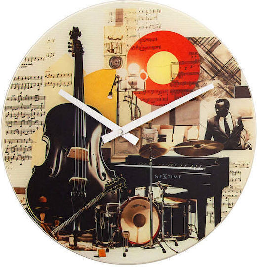 Nextime Αθόρυβο Ρολόι Τοίχου Γυάλινο Πολύχρωμο