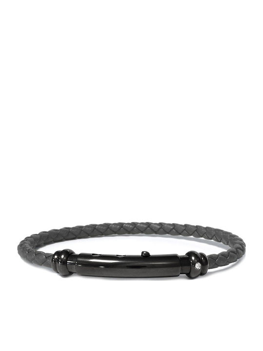Borsari Men's Leather Bracelet with Diamond