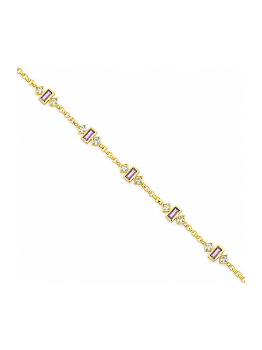 Ios Women's Silver Bracelet Gold Plated with Zircon