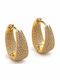 Women's Earrings Oval Hoop Steel Stones – Gold