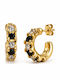 Women's Hoop Earrings Steel Black Clear Stones – Gold