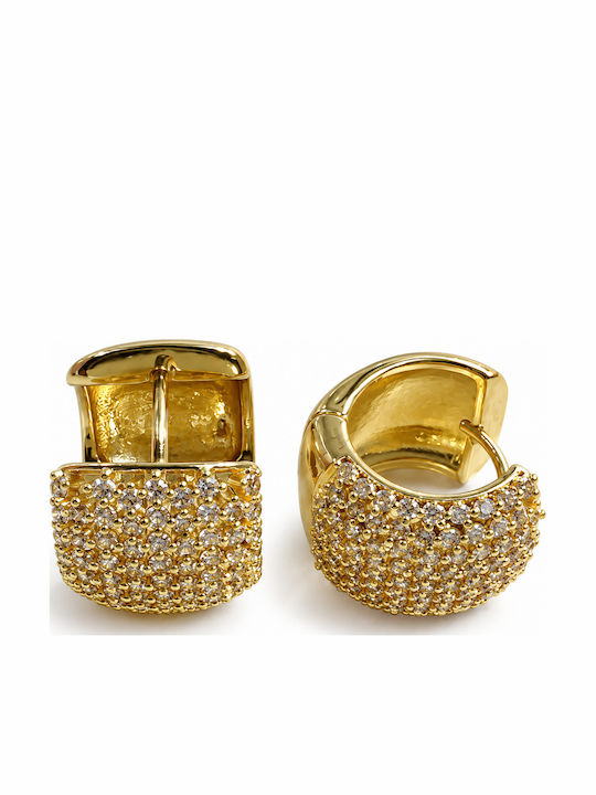 Women's Earrings Wide Hoop Steel Clear Stones – Gold Tone Women's Earrings Wide Hoop Steel Clear Stones – Gold Tone