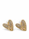 Women's Stud Heart Earrings Steel Stones – Gold Tone