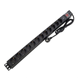 Aluminum Power Strip Pdu Vertical 0u 12 Schuko Outlets + Switch Surge Protection 16a 3500w 3x1.5 2m Schuko Plug Emtex Aluminum Power Strip Pdu Vertical 0u 12 Schuko Outlets + Switch Surge Protection 16a 3500w 3x1.5 2m Schuko Plug Emtex