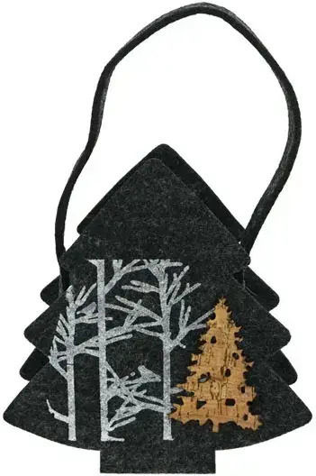 Marhome Christmas Gift Bag Black 14x8x22 cm 6 Pieces