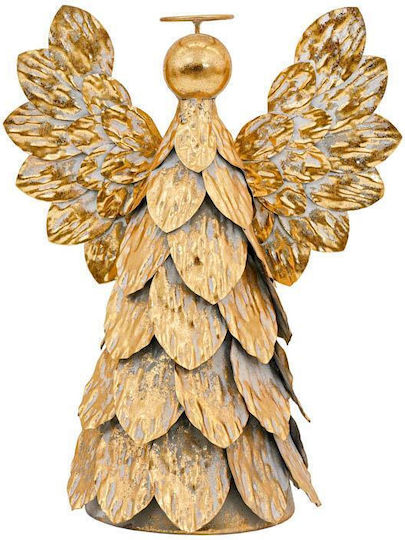 Fylliana Figurină Metalică de Crăciun Îngeraș Auriu cu Înălțimea de 37 cm