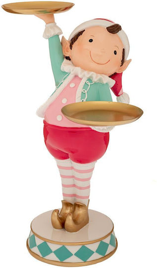 Christmas Plastic Elf Figure Light Blue 33 cm High