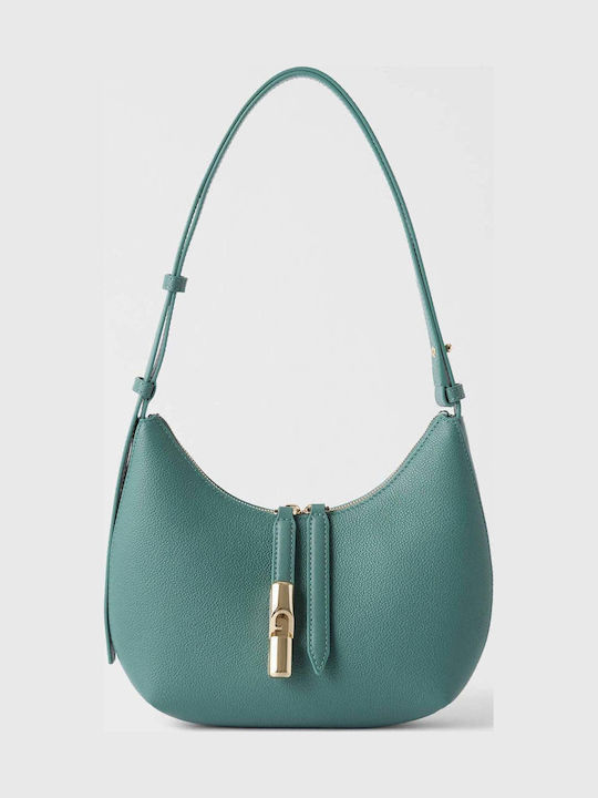 Furla Goccia S Дамска кожена чанта за рамо Зелена