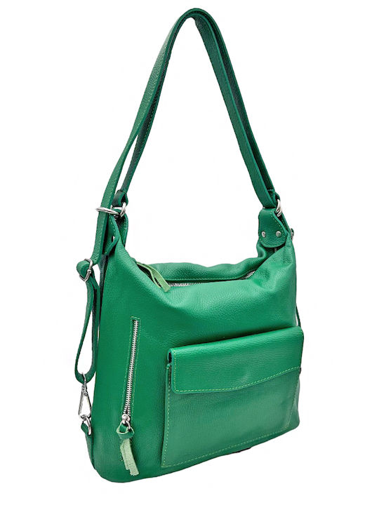 Leather Women's Shoulder Bag / Backpack Green