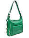 Leather Women's Shoulder Bag / Backpack Green