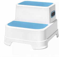 Ludiro Step Stool Kids 2 Non-slip Steps White-blue Ages 3+