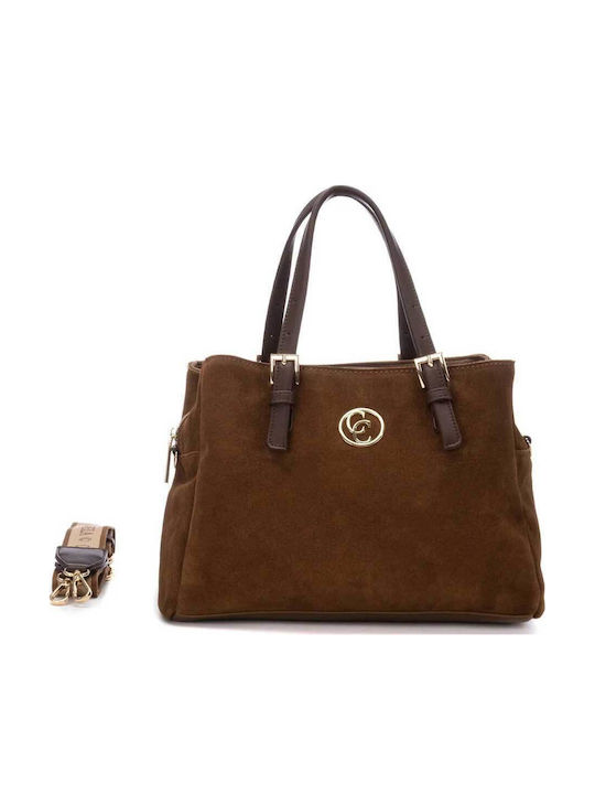 Damenhandtasche Suede Camel