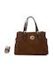 Damenhandtasche Suede Camel