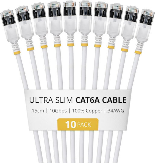 StarTech U/FTP (STP) Cat.6a (Gigabit) Ethernet Network Cable 0.15m White 10pcs