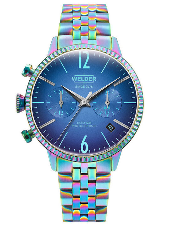 Women's Battery Chronograph Watch with Blue Stainless Steel Bracelet