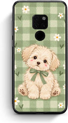 Smartfits Puppy Daisies On Sage Gingham Huawei Mate 20 Θήκη