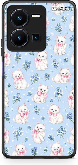 Smartfits White Kittens Blue Flowers Small Vivo Y22s Y35 4G Case