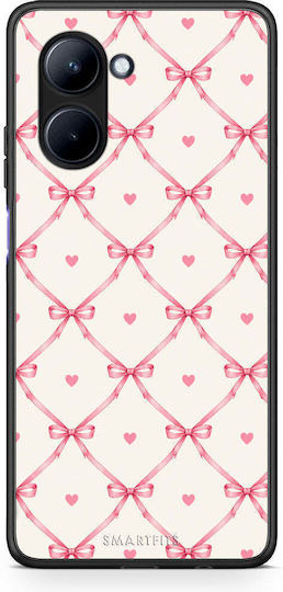 Smartfits Pink Bow Lattice Hearts On Cream Realme C33 Θήκη
