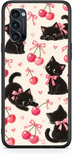 Smartfits Black Kittens Cherries On Cream Oppo Reno4 Pro 5g Θήκη