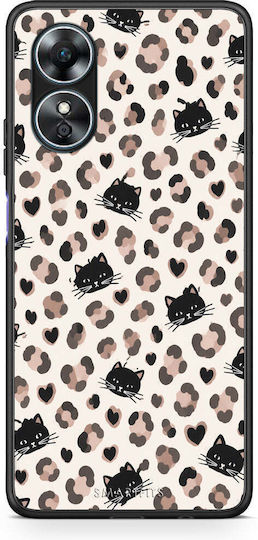 Smartfits Leopard Spots Black Cats On Cream Oppo A17 Θήκη