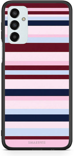 Smartfits Burgunderfarbene Pinke Blaue Horizontale Streifen Samsung Galaxy M23 F23 Hülle