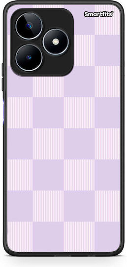 Smartfits Flieder Creme Gestreifte Karos Realme C53 Hülle