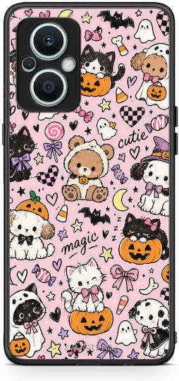 Smartfits Halloween Cute Animals On Pink Oppo Reno7 Lite Θήκη